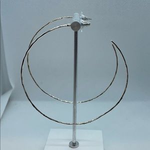 Silver Wavy Open Large Hoop Earrings